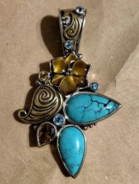 Echo of A Dreamer 925 Bronze Dream Tiger's Eye Aquamarine...
